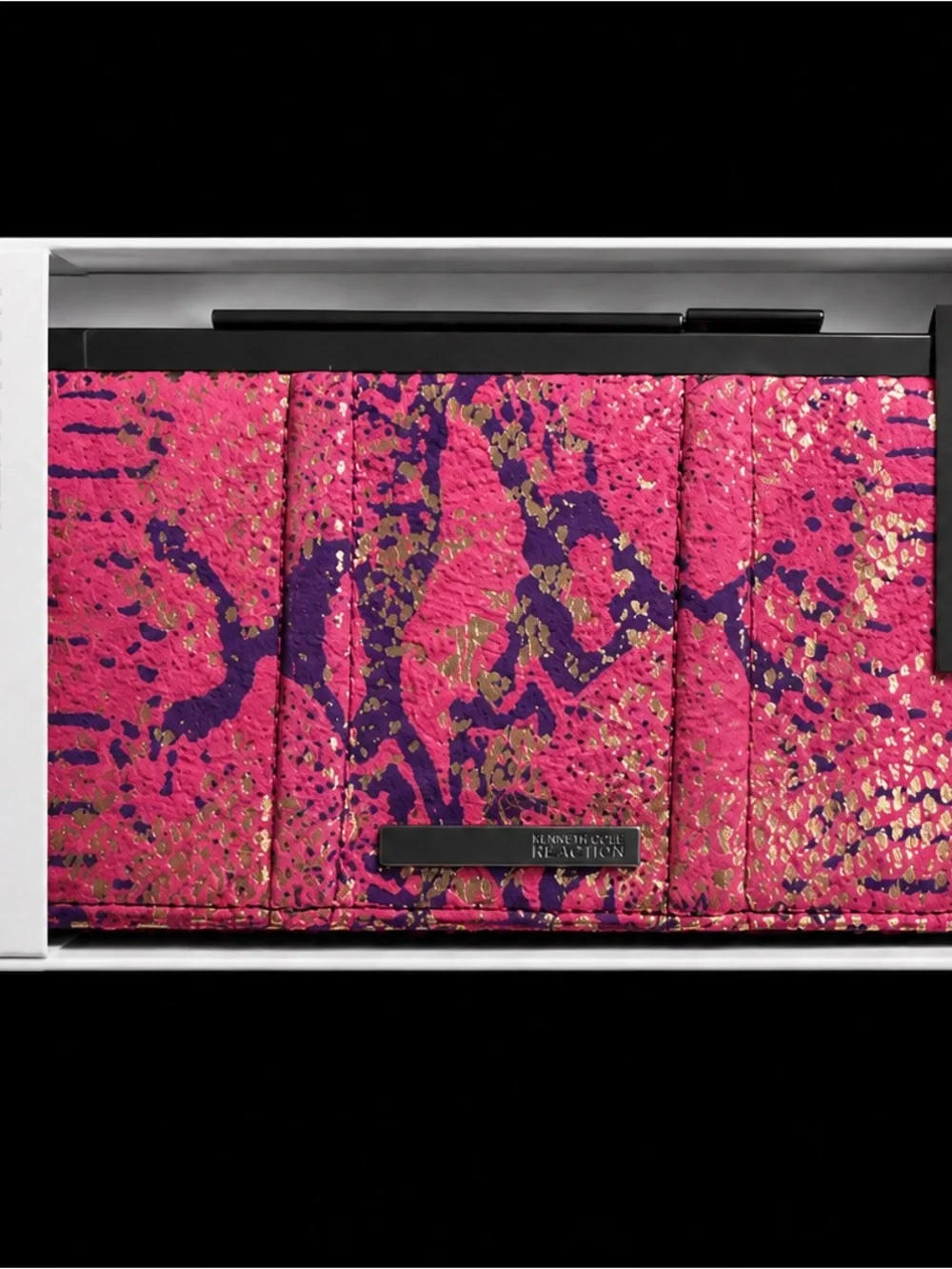 Kenneth Cole Pink Metallic Snake-Print Clutch Wallet